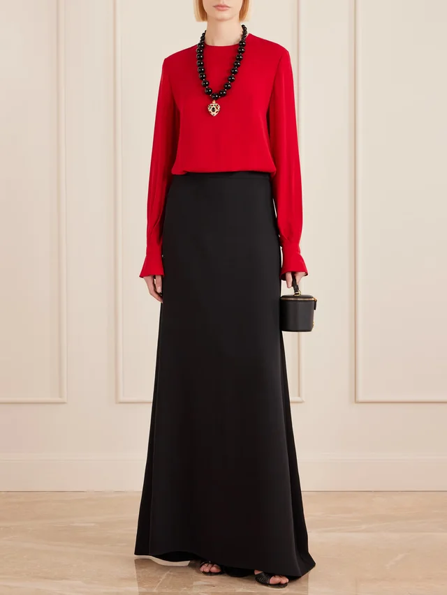 VALENTINO GARAVANI Silk-cady maxi skirt in Black, photo 2 of 2 from NET-A-PORTER (Canada)