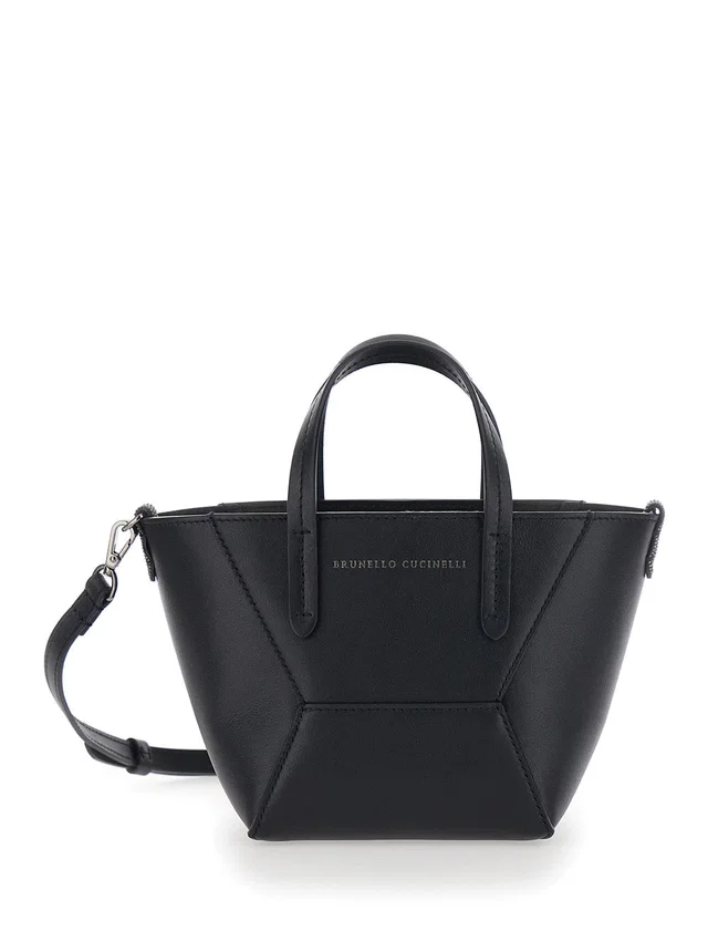 Brunello Cucinelli Structured Leather Mini Bag — Black in Black Leather from HEWI