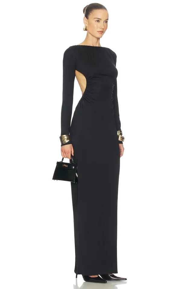 Helsa The Ruched Open Back Jersey Dress in Black, photo 3 of 3 from REVOLVE (Canada)