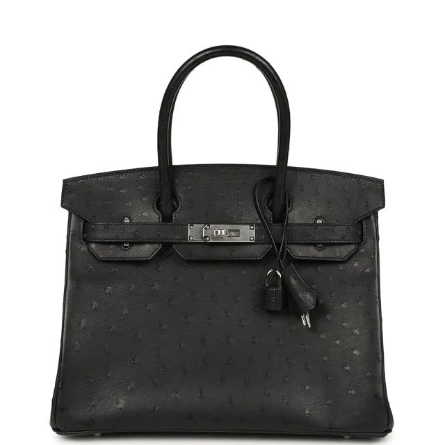 Hermès Birkin 30 Black Ostrich Palladium Hardware in Black Ostrich from Madison Avenue Couture