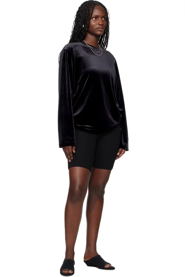 Fear of God ESSENTIALS Black Holiday Velour Classic Long Sleeve T-shirt, photo 4 of 4 from SSENSE