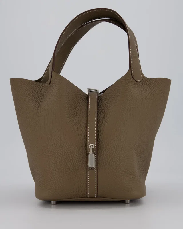 Hermès Picotin 22 Lock Bag in Taupe Clemence leather from Sellier