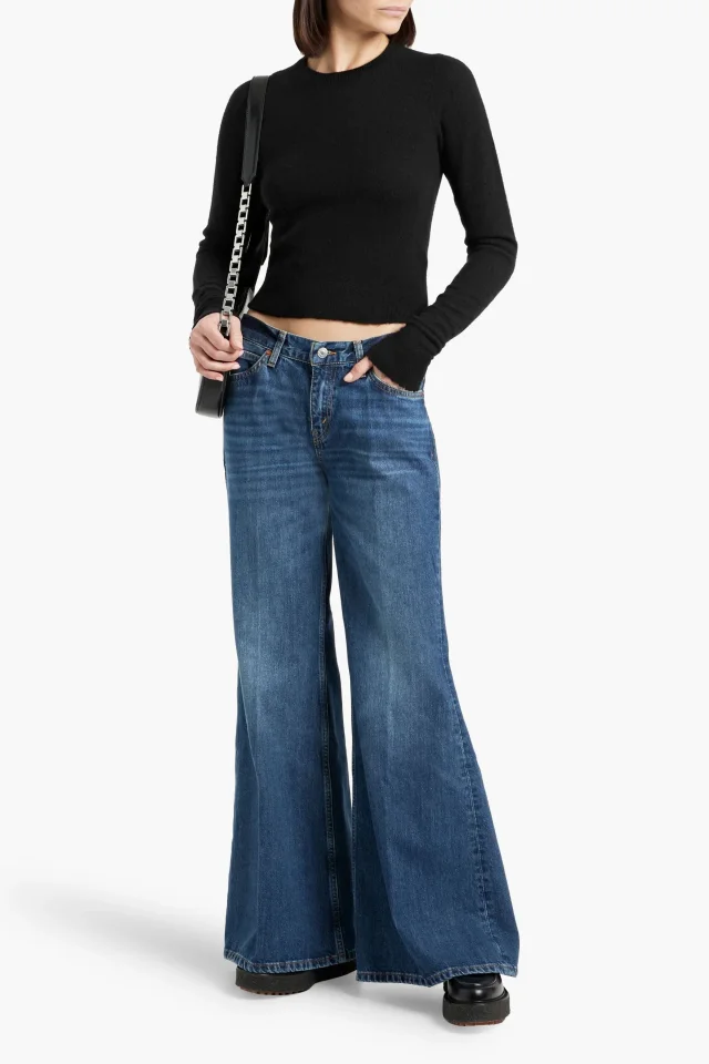 Re/Done Mid-Rise Flared Jeans in Mid denim, photo 2 of 4 from THE OUTNET