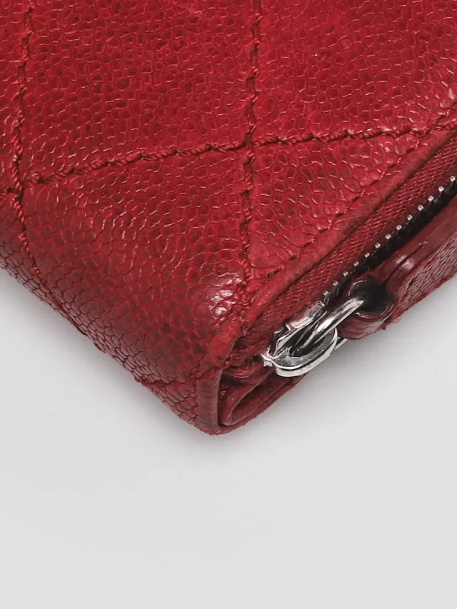 Chanel Light Bordeaux Diamond Stitched Distressed Leather Outdoor Ligne Long Wallet in Burgundy Leather from Yoogis, photo 2 of 14