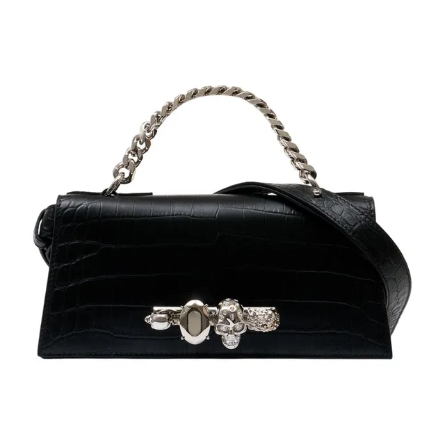 Alexander McQueen Jewel Shoulder Bag — Black Exotic_leather in Black Leather from HEWI