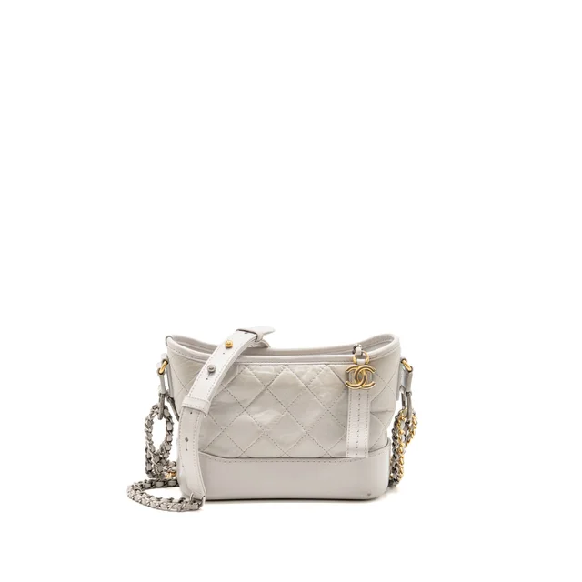 Chanel Small Gabrielle Hobo Bag Calfskin Grey Multicolour Hardware in Grey Calfskin from EMIER
