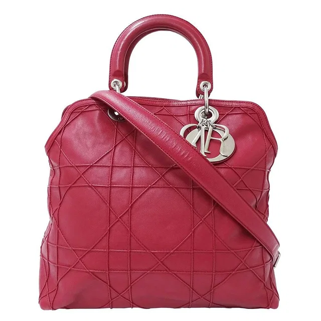 Dior Bag Shoulder 2-Way Leather Granville Wine Red in Burgundy Leather from The Reluxe