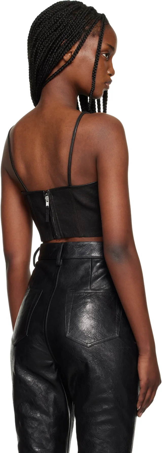 Rick Owens Black Temple Stretch Lamb Leather Top, photo 3 of 4 from SSENSE