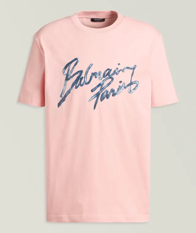 Brushstroke Logo Cotton T-Shirt in Pink, image 1 of 1 from Harry Rosen