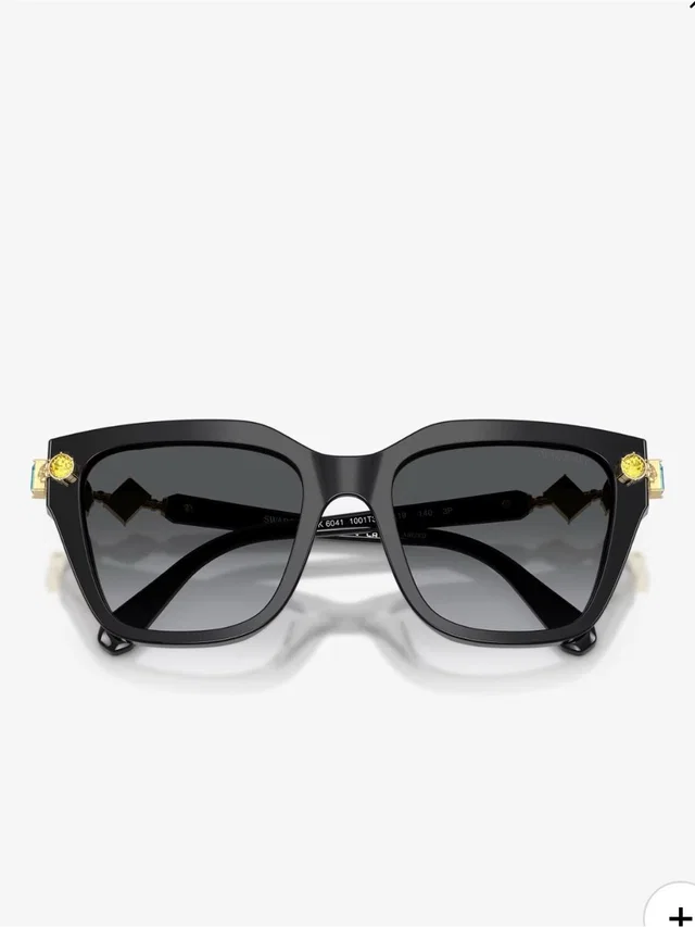 Swarovski Black Square Sunglasses With Gold Jewel Accents in black|gold from Poshmark