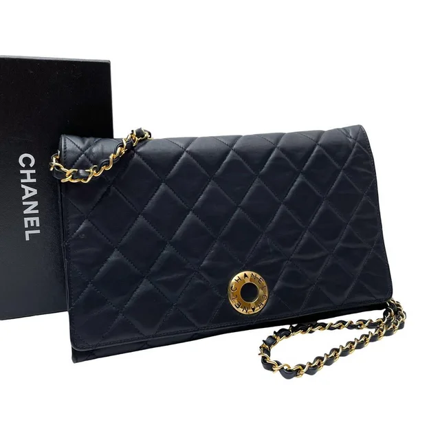 Chanel Quilted Lambskin Circle Logo Chain Shoulder Bag in Lambskin from The Reluxe