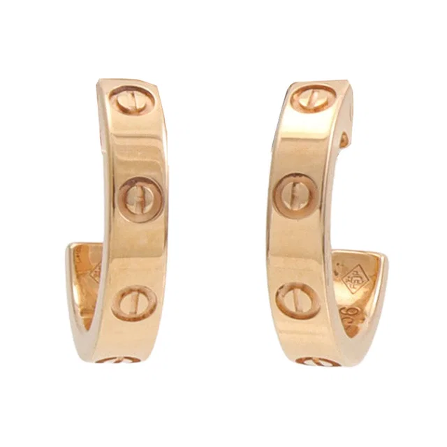 Cartier 18K Mini Love Pink Gold Earrings in Pink from VINTAGE QOO TOKYO