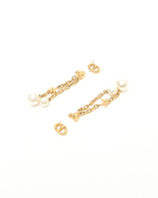 Dior CD Pearl Drop Earrings from A Retro Tale, photo 2 of 3