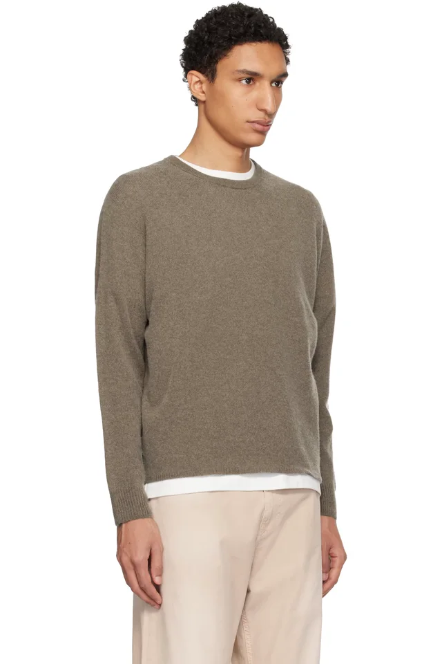 Merz b. Schwanen Taupe Lightweight Merino Wool-Cashmere-Silk Sweater, photo 2 of 2 from SSENSE