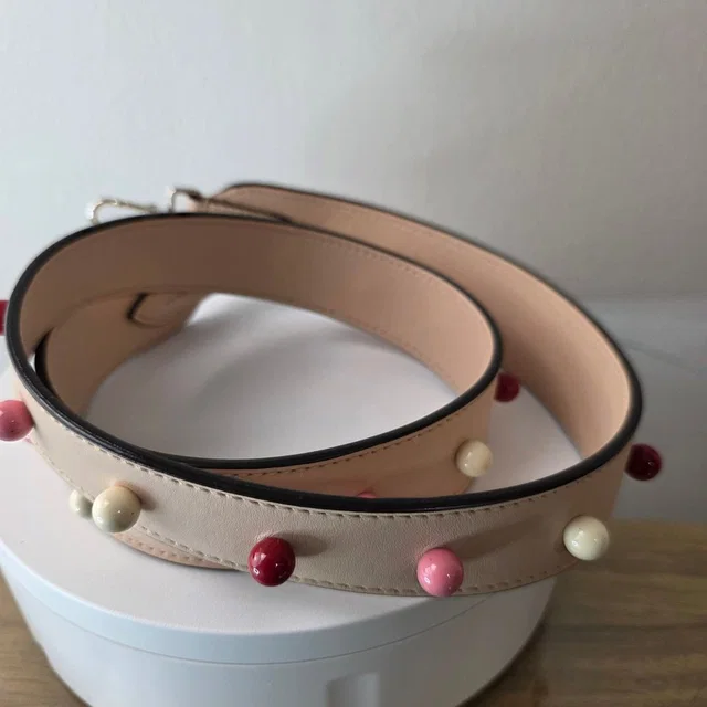 Bally Leather Handbag Strap With Multi-Color Resin Studs Silver Hardware in pink Leather from Poshmark