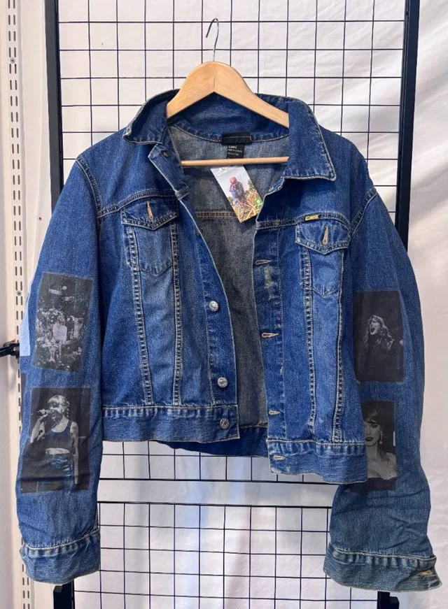 Diesel jacket photo collage Blue Size: XL in Blue Denim from Oxfam Online Shop