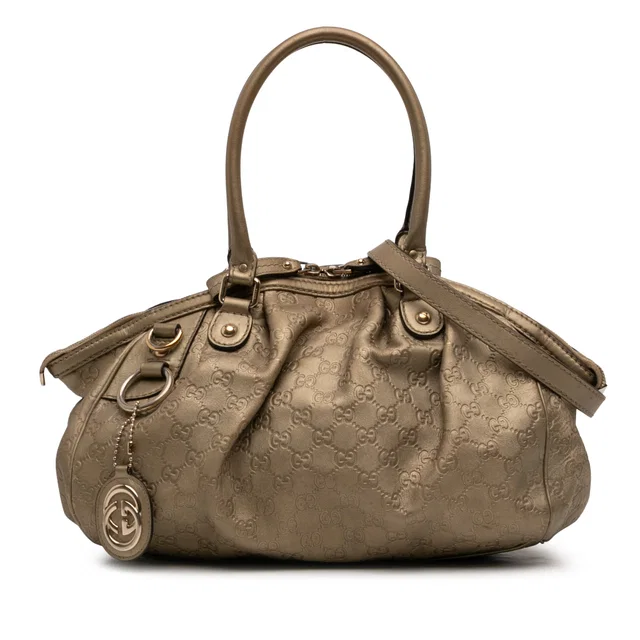 Brown Gucci Guccissima Sukey Satchel in Brown Leather from Designer Revival