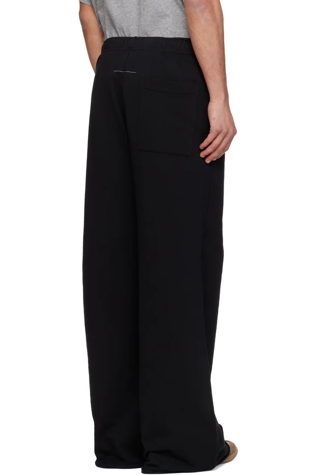 MM6 Maison Margiela Black Embroidered Logo Sweatpants, photo 3 of 4 from SSENSE