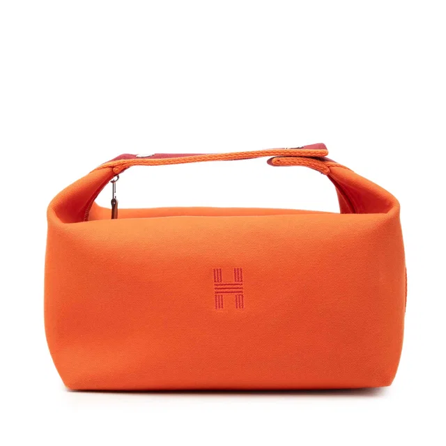 Orange Hermès Large Toile Bride A Brac Case Vanity Bag in Orange Canvas from Designer Revival