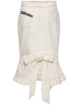 Cormio Pencil skirt with ruffles in 100% Cotton, photo 5 of 5 from LUISAVIAROMA