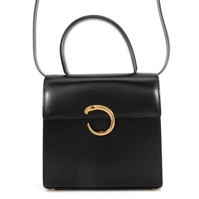 Cartier PANTHERE 2WAYBag Black Leather in Black Leather from GALLERY RARE