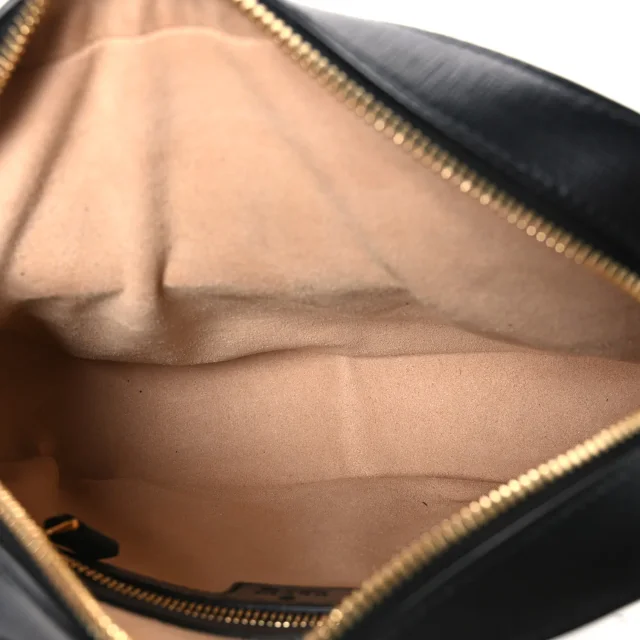 Gucci Textured Calfskin Small Horsebit 1955 Shoulder Bag Black in Black Calfskin from FASHIONPHILE, photo 5 of 11