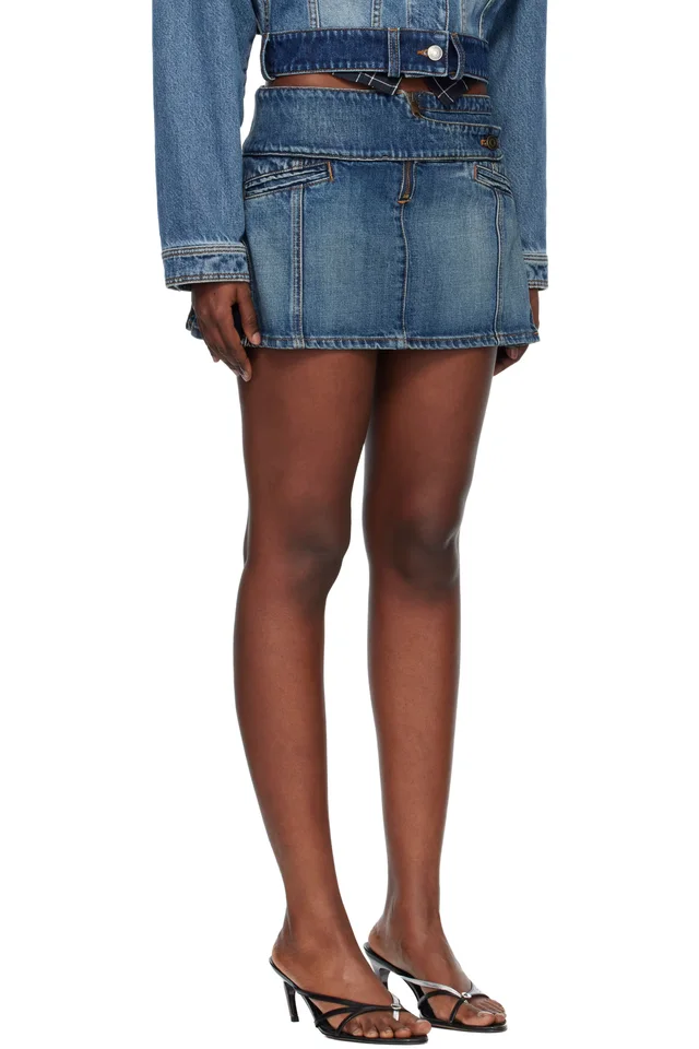 Coperni Blue Yoke Denim Miniskirt, photo 2 of 4 from SSENSE