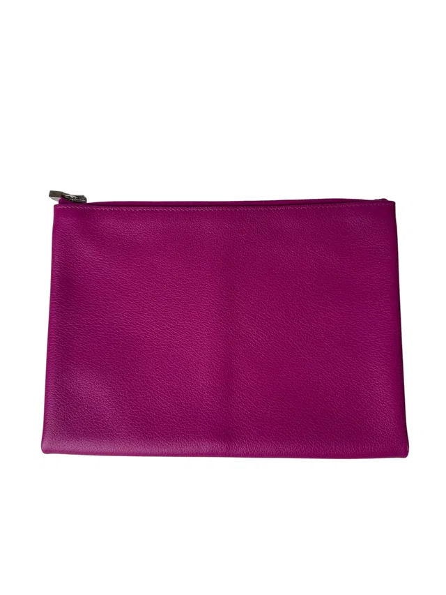 Hermès Rose Pourpre Verso Zip Pouch/Clutch in Evercolor in Pink from Luxury Promise