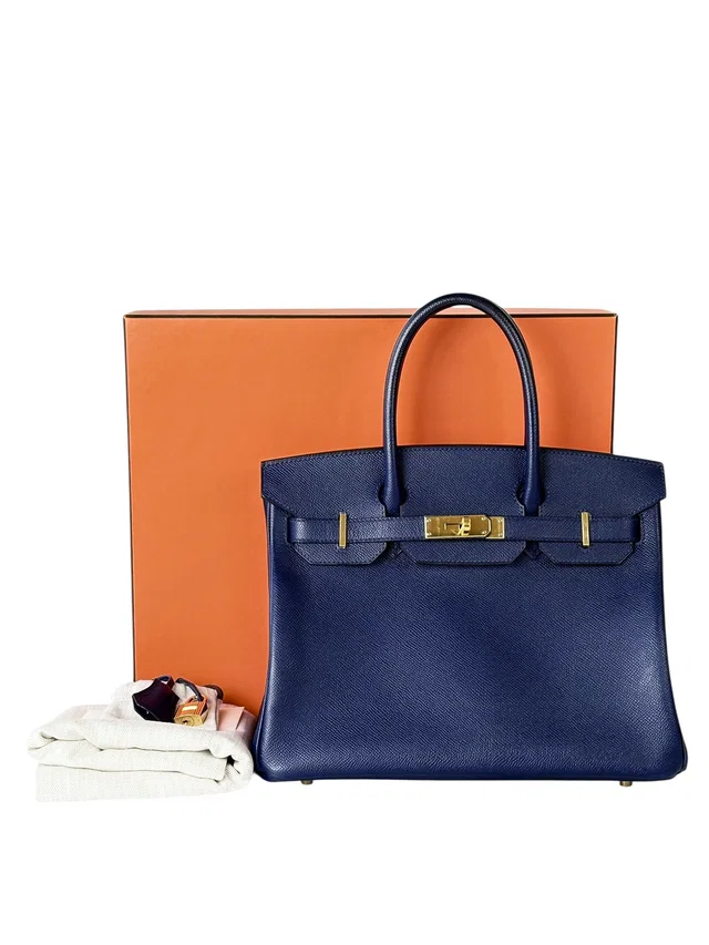 Hermès Birkin 30cm Bag in Blue Saphir in Epsom Leather with GHW in Blue Epsom leather from Luxury Promise