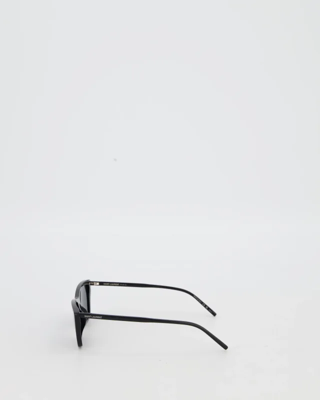 Saint Laurent Mica Thin Cat Eye Sunglasses with Engraved Logo Detail in Black from Sellier, photo 5 of 5
