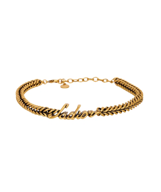 Ja'Dior Gold Plated Choker Chain Necklace in Gold Leather from Luxury Promise