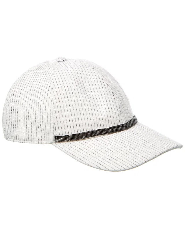Brunello Cucinelli Leather-Trim Linen-Blend Cap, image 1 of 1 from Gilt