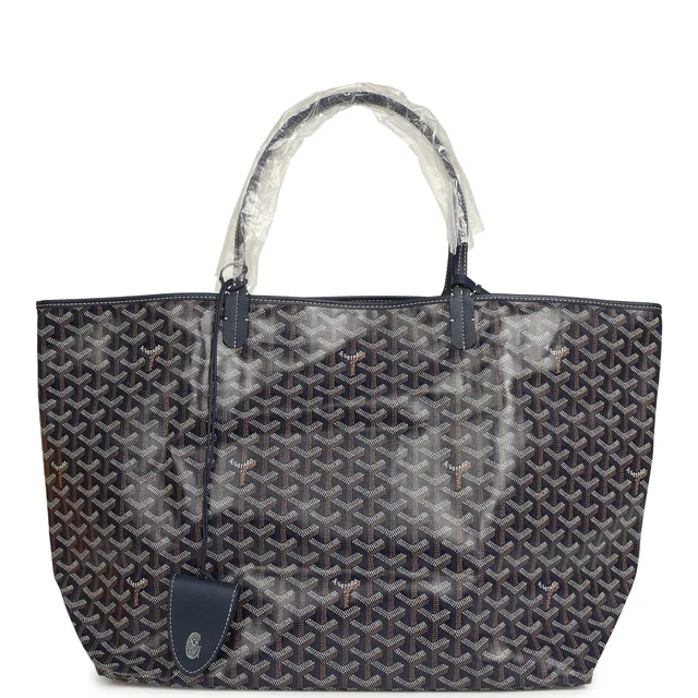 Goyard Goyardine Navy Saint Louis GM Tote Bag Palladium Hardware in Navy Calfskin from Madison Avenue Couture
