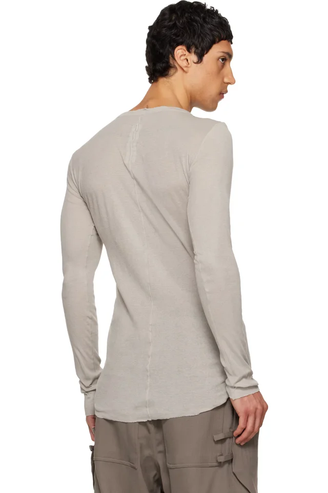 Rick Owens Gray Temple Rib LS T-shirt, photo 3 of 4 from SSENSE