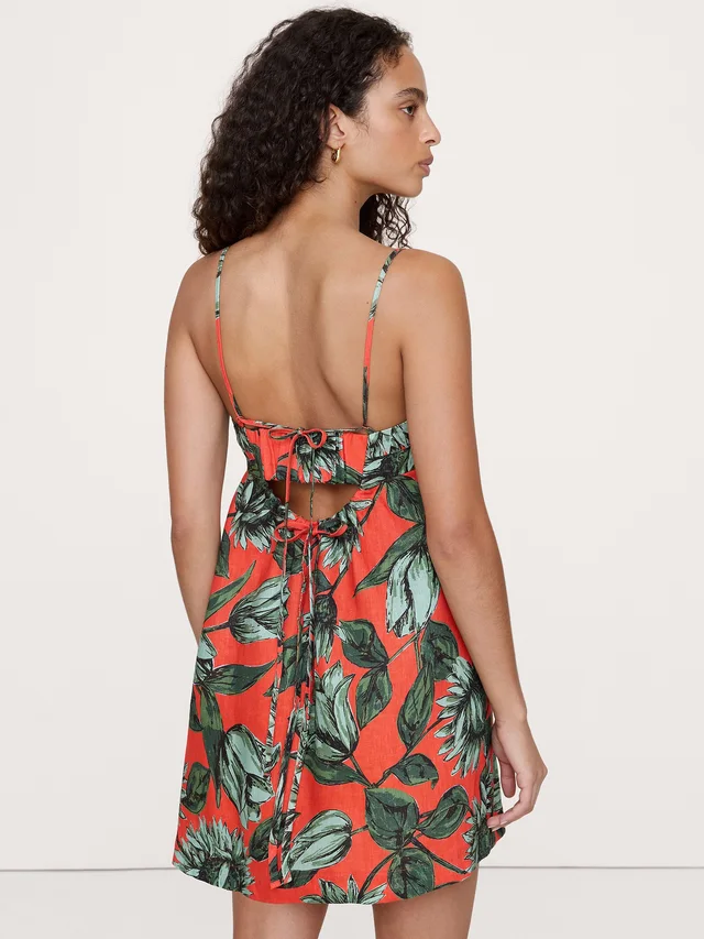 Banana Republic Strappy Linen Mini Dress in Red Floral, photo 2 of 5 from Banana Republic (US)