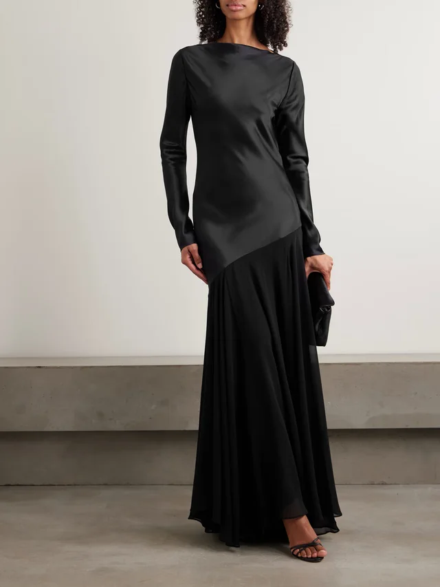 TOVE Cordelia silk-satin and -chiffon gown in Black, photo 2 of 2 from NET-A-PORTER (Canada)