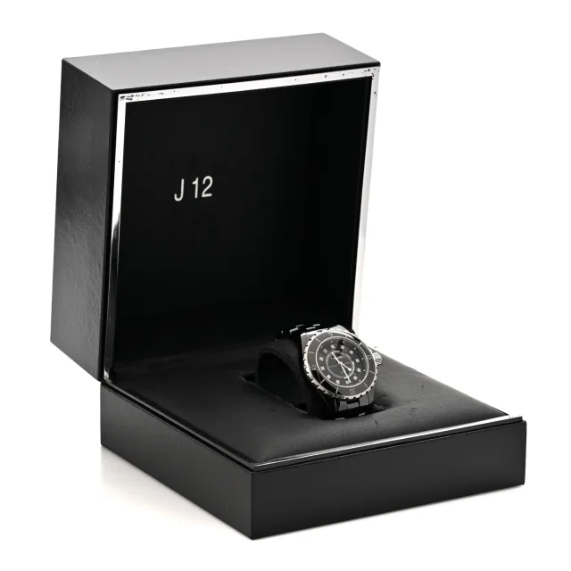 Chanel Stainless Steel Ceramic Diamond 33mm J12 Quartz Watch Black in Black Ceramic from FASHIONPHILE, photo 5 of 5