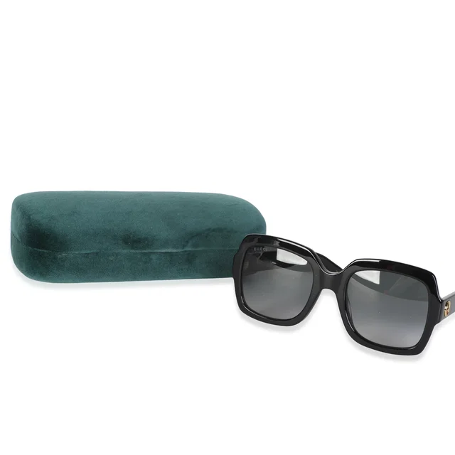 Gucci Black Acetate Interlocking GG Square Lens Sunglasses in Black from myGemma
