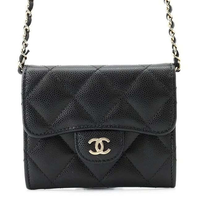 Chanel Caviar Leather Logo Wallet in black Caviar leather from Poshmark