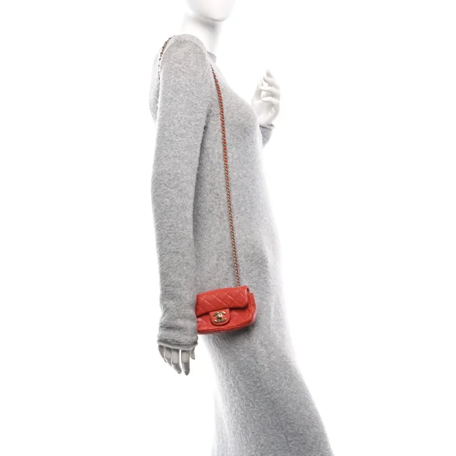 Chanel Quilted Extra Mini Cruise Charm Flap Coral in Lambskin from FASHIONPHILE, photo 2 of 10