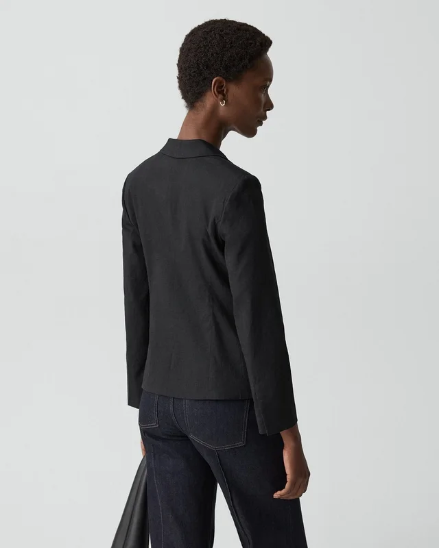 Theory Shrunken Three-Button Blazer in Good Linen, photo 4 of 6 from Theory