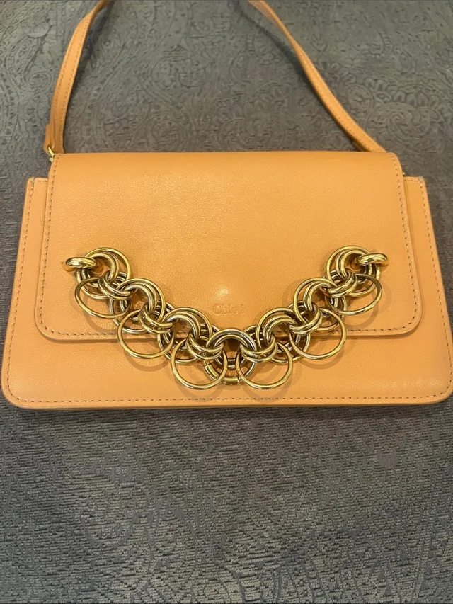 Chloé Chlo Beige Leather Shoulder Bag With Gold Chain in pink|gold Leather from Poshmark