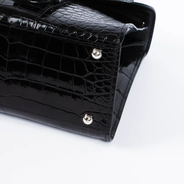 Delvaux Black Shiny Alligator Brillant Mini Bag in Black Crocodile from Labellov, photo 12 of 13