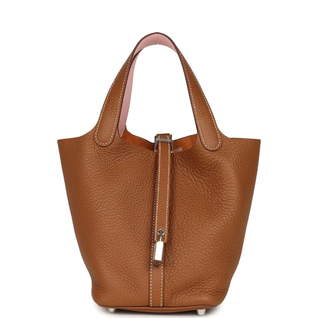 Hermès Picotin Lock 18 Eclat Gold and Rose Sakura Clemence Palladium Hardware in Pink Clemence leather from Madison Avenue Couture