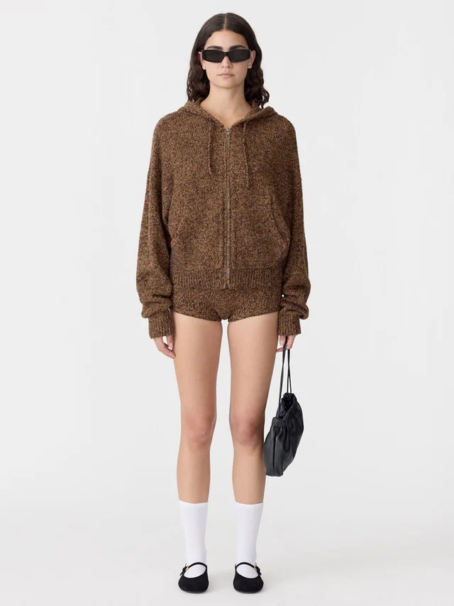 Bassike Melange Zip Up Hooded Knit from bassike, photo 1 of 1
