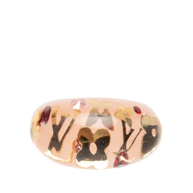 Pink Louis Vuitton Resin and Crystal Monogram Inclusion Ring in Pink Resin from Designer Revival