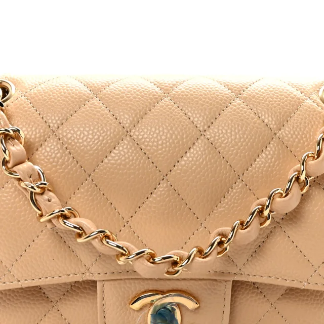 Chanel Caviar Quilted Small Double Flap Beige in Beige Caviar leather from FASHIONPHILE, photo 8 of 10