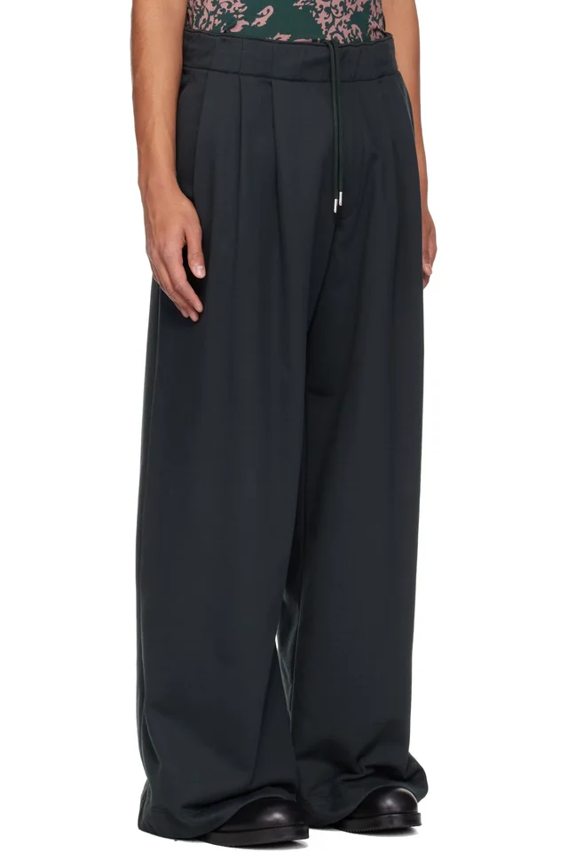 Dries Van Noten Black Pleated Sweatpants, photo 2 of 4 from SSENSE