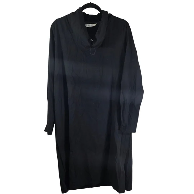 Max Mara Italy Black Cowl Neck Tunic Dress Drawstring Women's Luxury Gothic Med in black from Poshmark