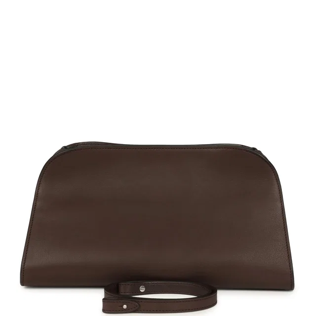The Row Peggy Clutch Hippo Grey Saddle Leather Silver Hardware in Grey Leather from Madison Avenue Couture